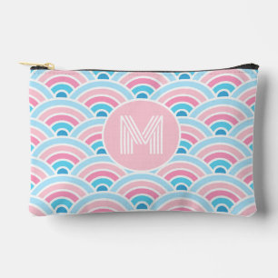 Flamingo-Rosa-Blau geometrisches Wellenmuster Zubehörtasche