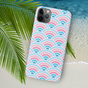 Flamingo-Rosa-Blau-Konzentrische Wellen Muster iPhone 16 Pro Max Hülle