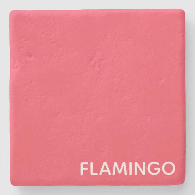 Flamingo rosa Farbname Steinuntersetzer (Vorderseite)