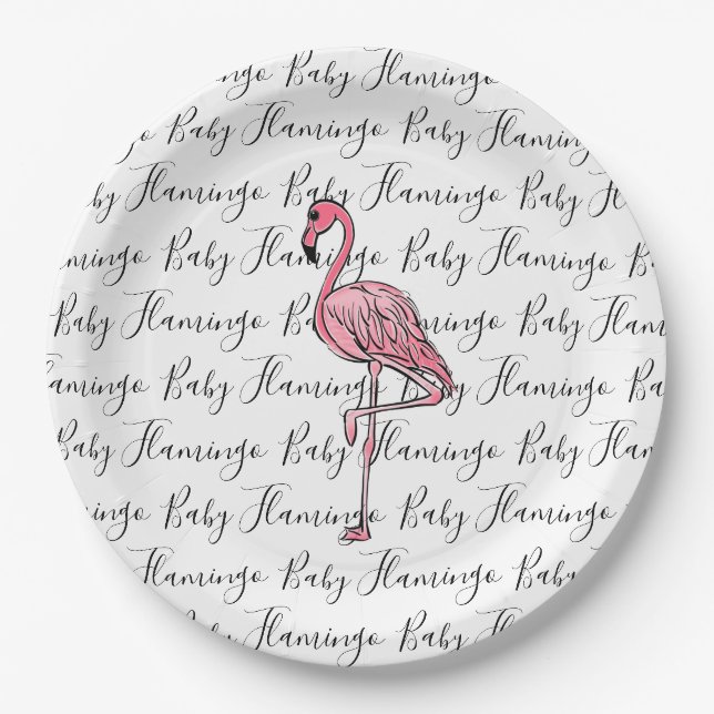 Flamingo | Rosa Flamingo, rosa tropischer Vogel Pappteller (Vorderseite)