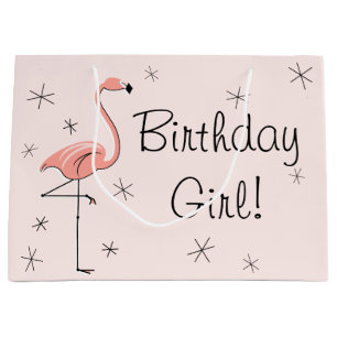 Flamingo-rosa "Geburtstags-Mädchen!" Große Geschenktüte
