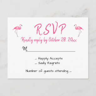 Flamingo-Rosa Hochzeit RSVP Tropische Luau-Strandp Einladungspostkarte