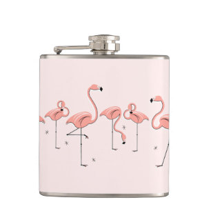 Flamingo-rosa Linie eingewickelte Flasche Flachmann
