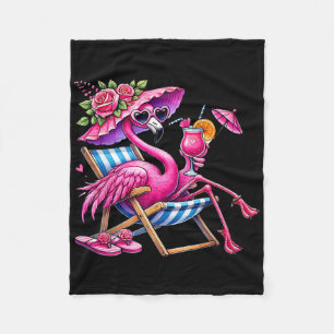 Flamingo Rosa Palmenbaum Tropischer Strand Sommerf Fleecedecke