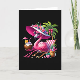 Flamingo Rosa Palmenbaum Tropischer Strand Sommerf Karte