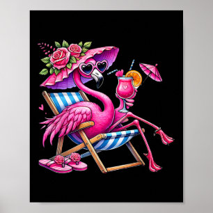 Flamingo Rosa Palmenstrand Tropischer Strand Somme Poster