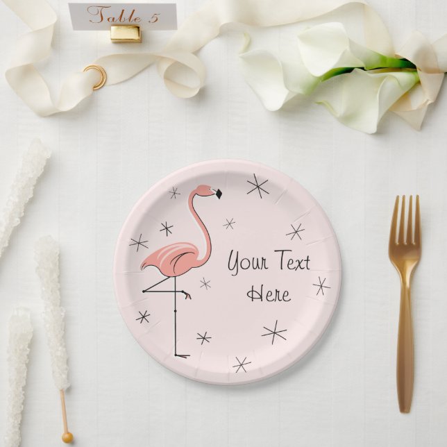 Flamingo rosa Papierplatte Pappteller (Hochzeit)