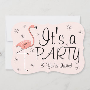 Flamingo Rosa "Party"-Einladungshalter Einladung