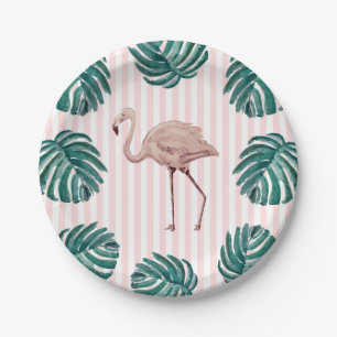 Flamingo Rosa Streifen Geburtstag Tropisch Pappteller