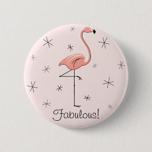 Flamingo-Rosa 'Text'-Knopf Button
