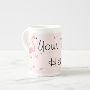 Flamingo-rosa Textknochen-China-Tasse Prozellantasse