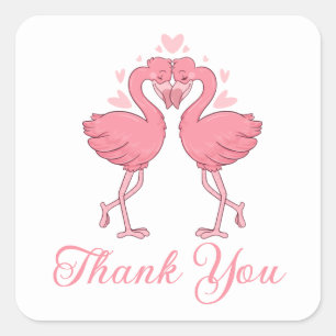 Flamingo-Rosa Tropische Strandhochzeit Dankeschön Quadratischer Aufkleber