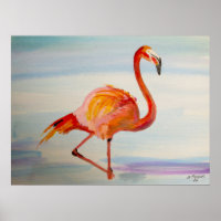 Flamingo Rosa Tropischer Wasserfarbenposter Druck
