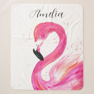 Flamingo Rosa Wasserfarbe Süße Kinderzimmer-Kunst  Sherpadecke