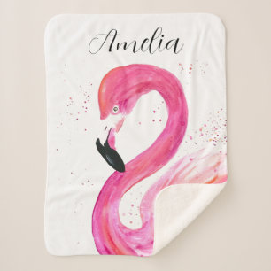 Flamingo Rosa Wasserfarbe Süße Kinderzimmer Kunst Sherpadecke