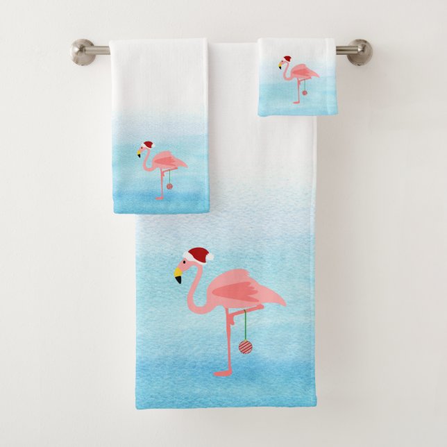 Flamingo rose mou En casquette de Noël (En situation)