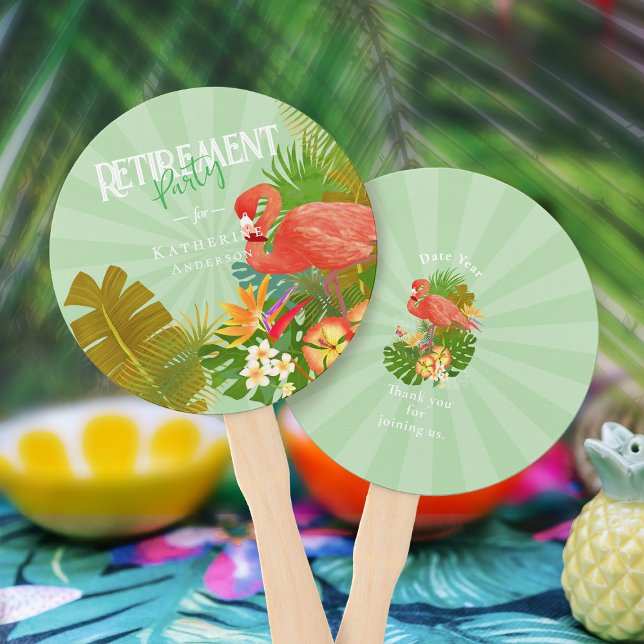 Flamingo-Ruhestand Green Fächer (Flamingo Retirement Green Hand Fan)