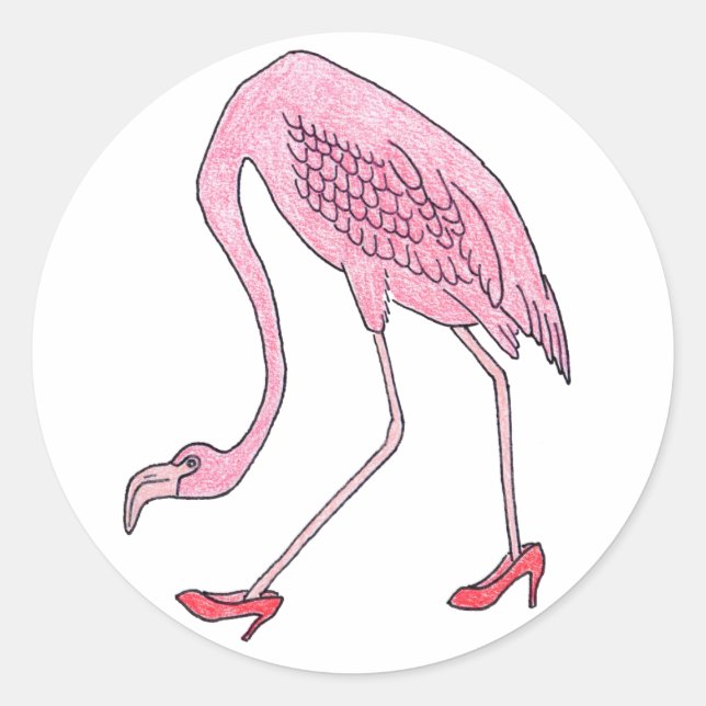 Flamingo Runder Aufkleber (Vorderseite)