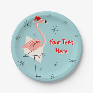 Flamingo Santa Blau Text Teller