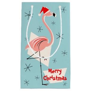 Flamingo Santa Blue Frohe Weihnachten klein Kleine Geschenktüte