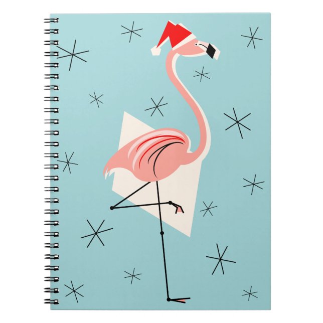 Flamingo Santa Blue Notebook Notizblock (Vorderseite)