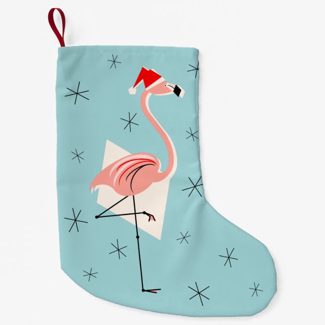 Flamingo Santa Blue Strumpf Kleiner Weihnachtsstrumpf (Vorderseite)