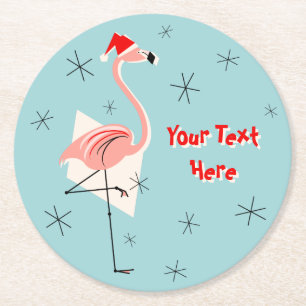 Flamingo Santa Blue Text Untersetzer rund um Flami