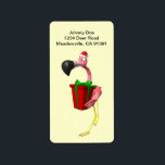 Flamingo Santa Christmas Label Adressaufkleber<br><div class="desc">Rosa Flamingo in einer Weihnachtsmannmütze liefern Geschenke. Haben Sie spezielle Etiketten für die Ferien.</div>