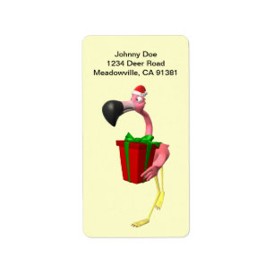 Flamingo Santa Christmas Label Adressaufkleber