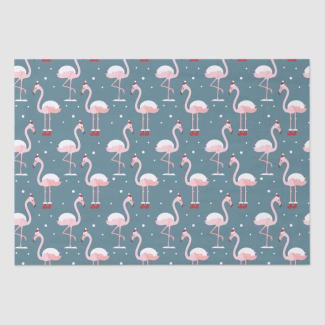 Flamingo Santa Claus Pattern Seidenpapier (Vorderseite)
