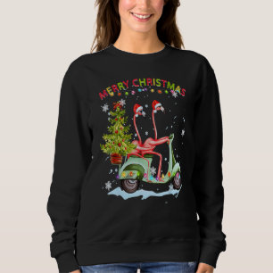 Flamingo Santa Hut Motorrad Rosa Flamingo Weihnach Sweatshirt