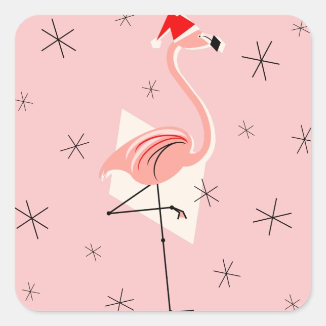 Flamingo Santa Pink Aufkleber (Vorderseite)