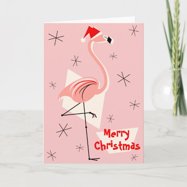 Flamingo Santa Pink Frohe Weihnachten (Vorderseite)
