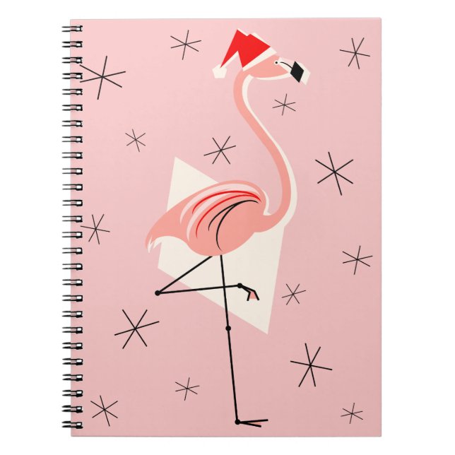 Flamingo Santa Pink Notebook Notizblock (Vorderseite)