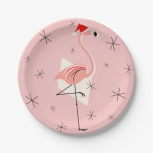 Flamingo Santa Pink Papierplatte Pappteller