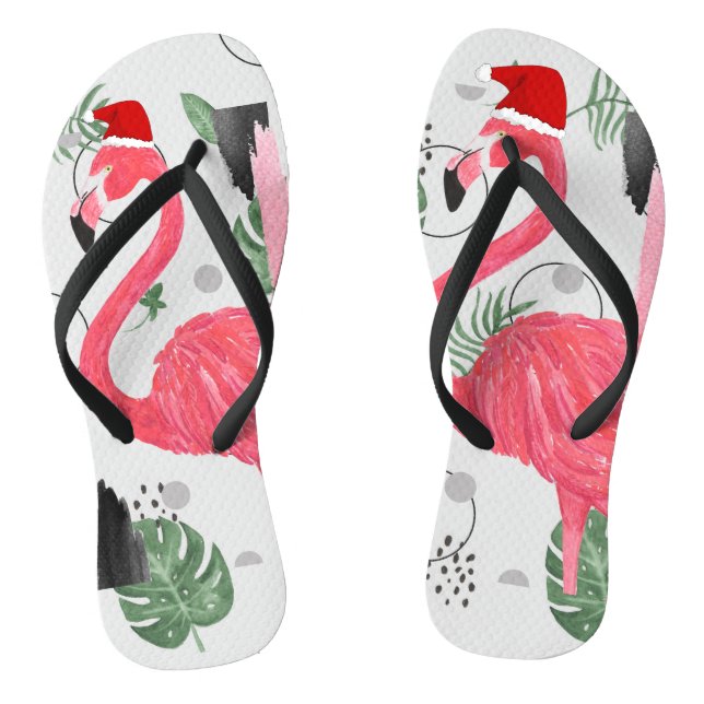 Flamingo Santa, Weihnachten im Juli, Weihnachtsman Flip Flops (Fußbett)