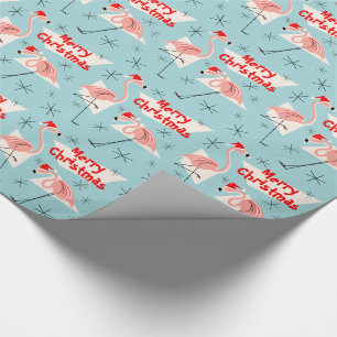 Flamingo Santas Blauer Frohe Weihnachten Geschenkpapier