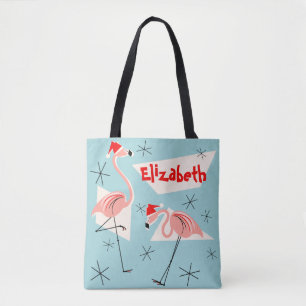 Flamingo Santas Blauer Name überall Tasche