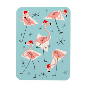 Flamingo Santas Blue Magnet flexibles Portrait
