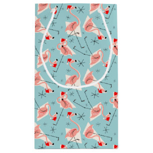 Flamingo Santas Blue Multi Geschenktasche klein Kleine Geschenktüte