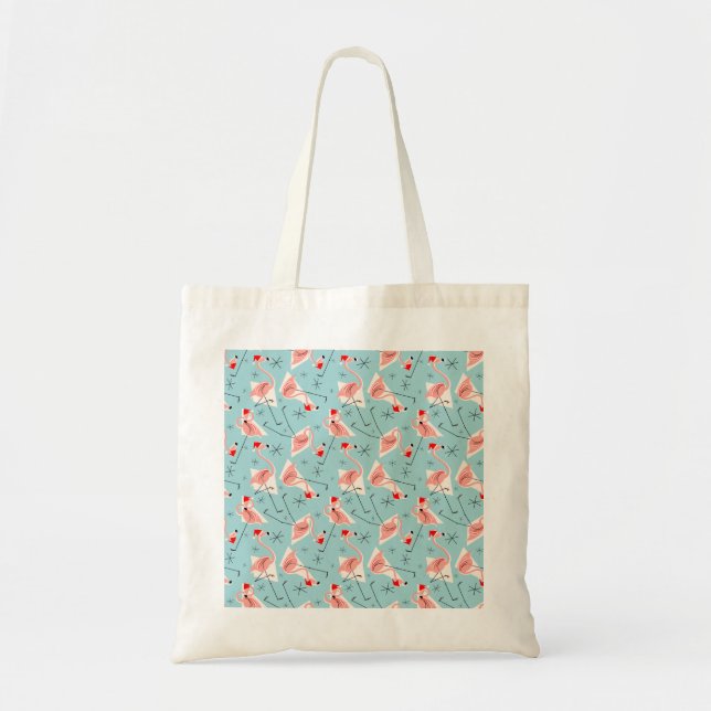 Flamingo Santas Blue Multi Tüte Tragetasche (Vorne)