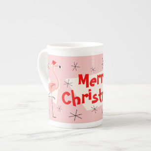Flamingo Santas Pink Frohe Weihnachtsbein China Prozellantasse
