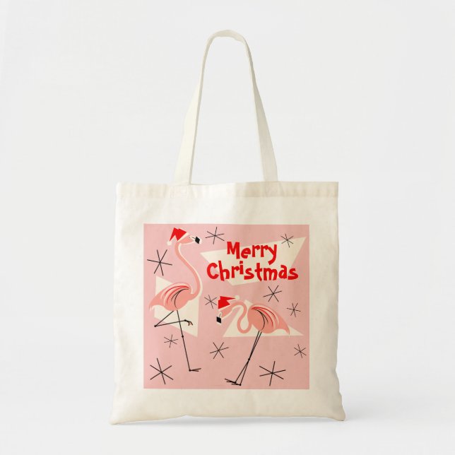 Flamingo Santas Pink Frohe Weihnachtsgeschenk Tasc Tragetasche (Vorne)