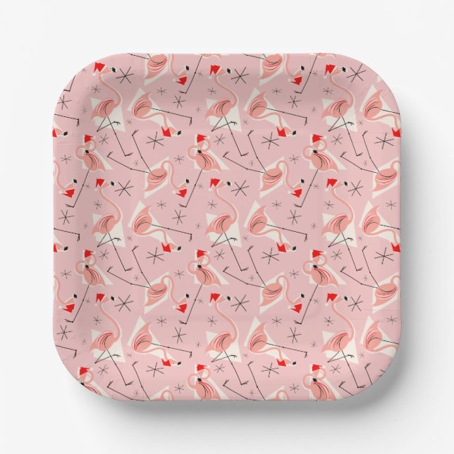 Flamingo Santas Pink Multi Paper Platte Pappteller (Vorderseite)