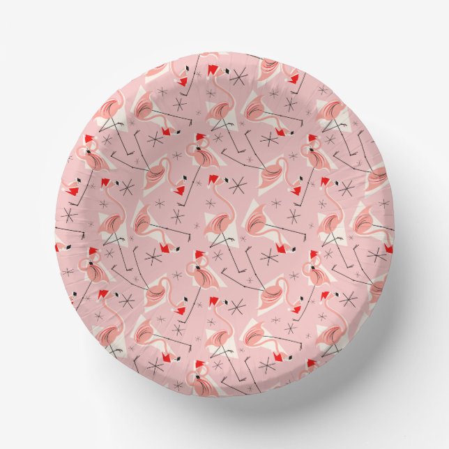 Flamingo Santas Pink Multi Pappteller (Vorderseite)