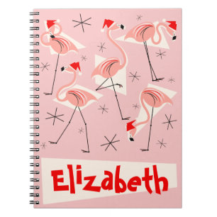 Flamingo Santas Pink Name Notebook Notizblock