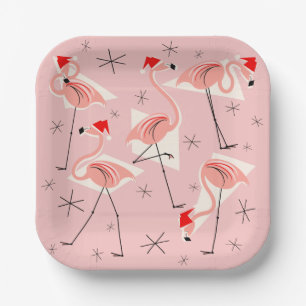 Flamingo Santas rosa Papierplatte Pappteller