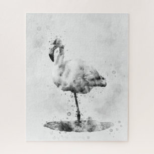 Flamingo Schwarz-Weiß-Aquarell 01