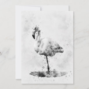 Flamingo Schwarz-Weiß-Aquarell 01 Dankeskarte