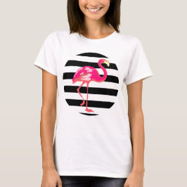 Flamingo, schwarz-weiße Streifen T-Shirt